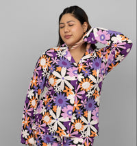 Floral full sleeve button t-shirt in vibrant colors and patterns.