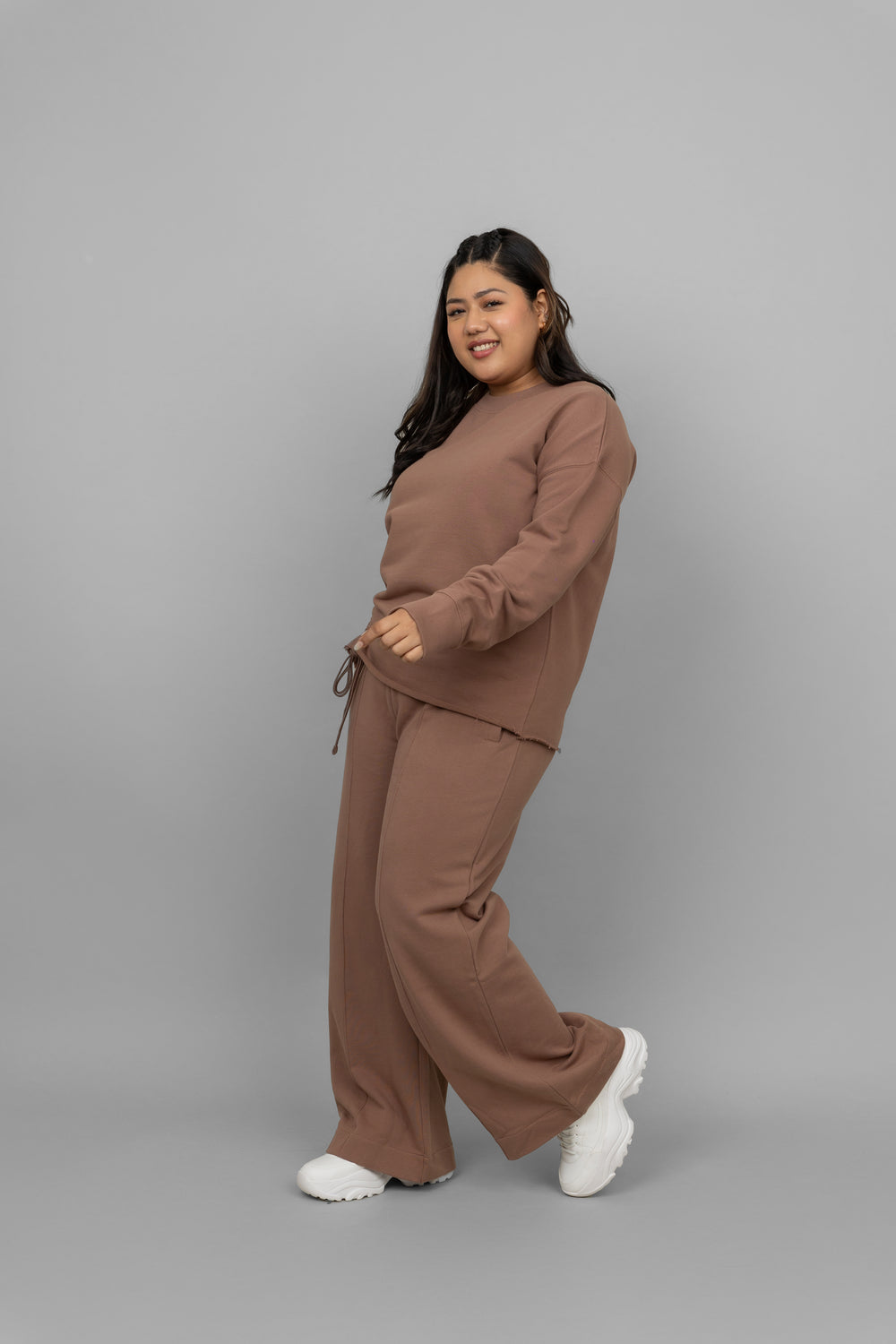 Brown Terry Ruched Co-ord Set