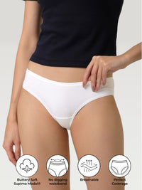 Set of three Supima Full Coverage Bikini - Cloudy White Nessies