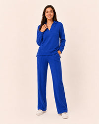 Luminous Blue Ottoman Long-Sleeve Polo