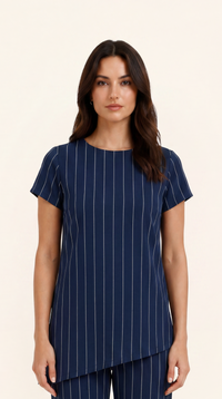 Snugknit Navy Asymmentric Top