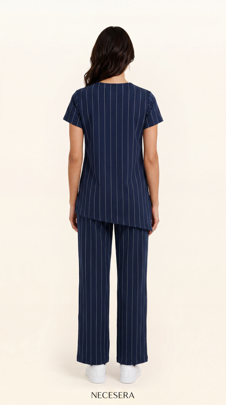 Snugknit Deep Navy Pinstripe Set