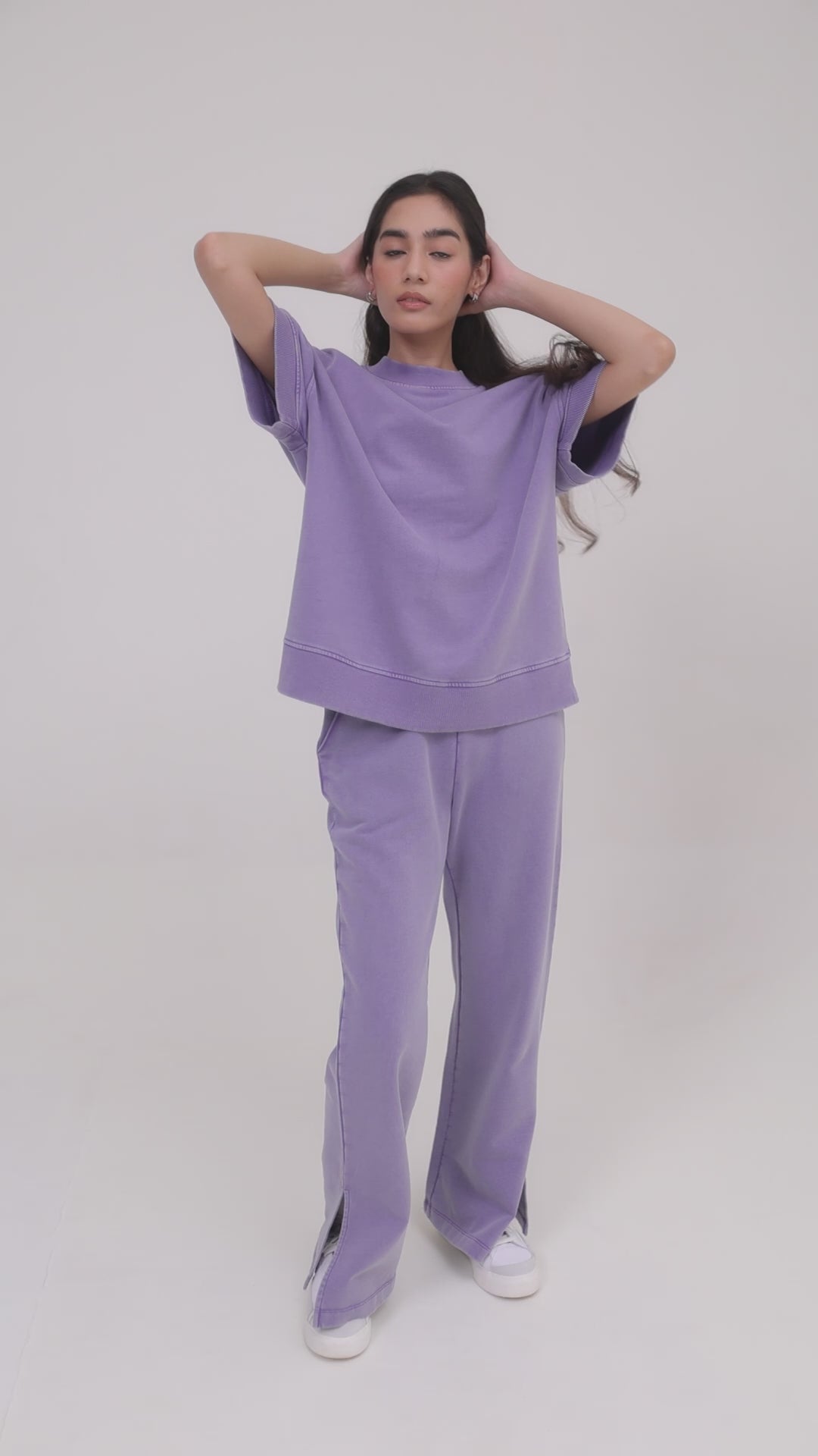 100% Cotton Terry Lilac Acid Wash Set