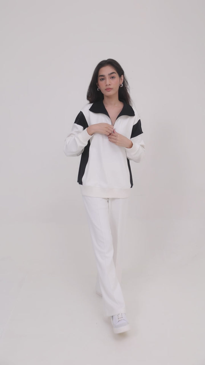 CloudFoma® OffWhite Colourblock Long Set
