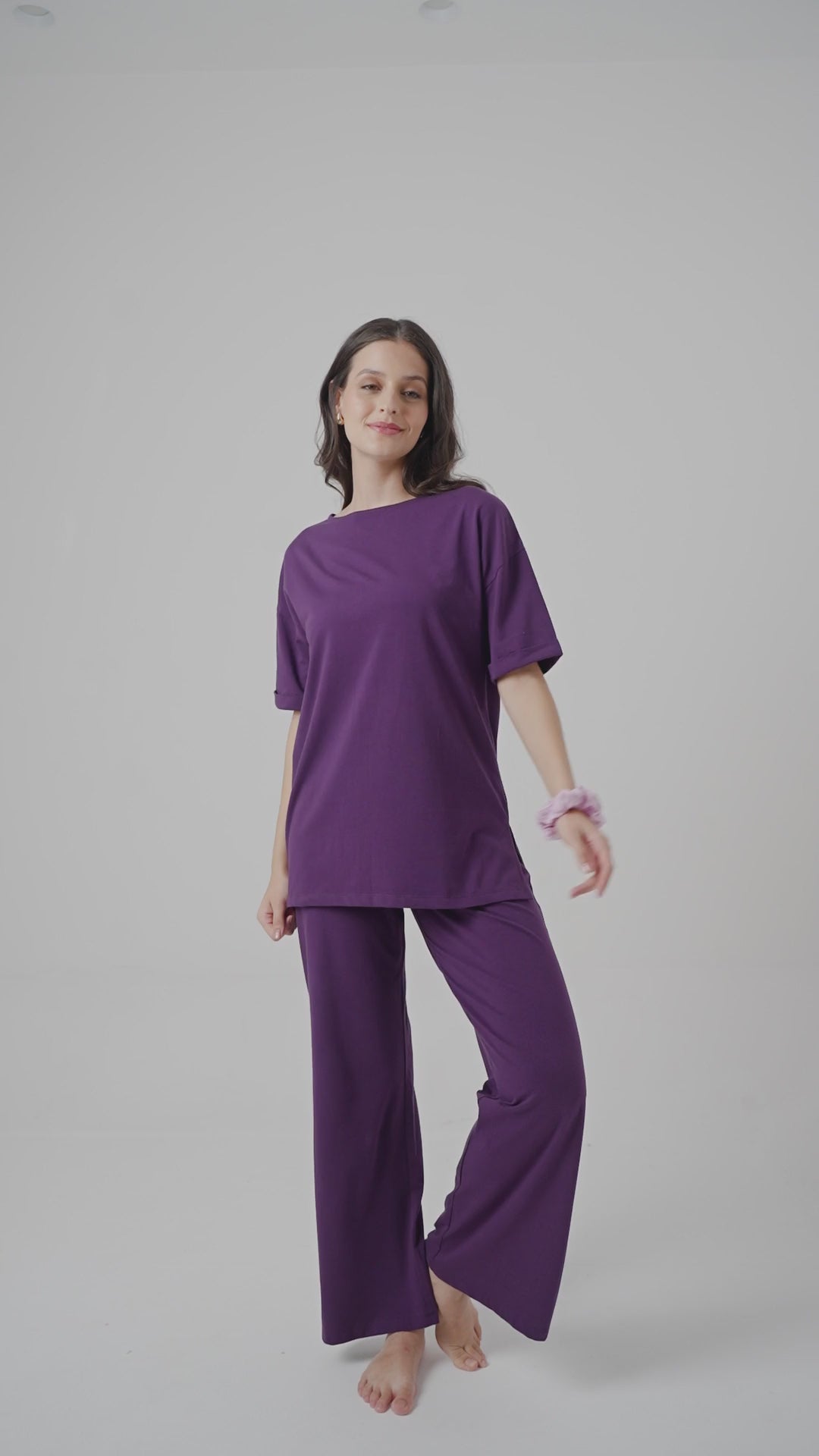 Side-Slit Plum Lounge Long Top