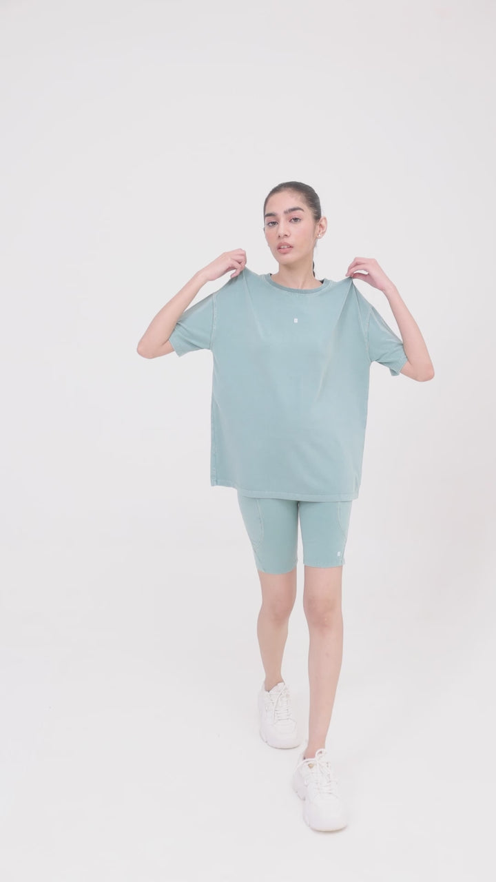 SculptCotton® Washed Aqua Ride Shorts Set