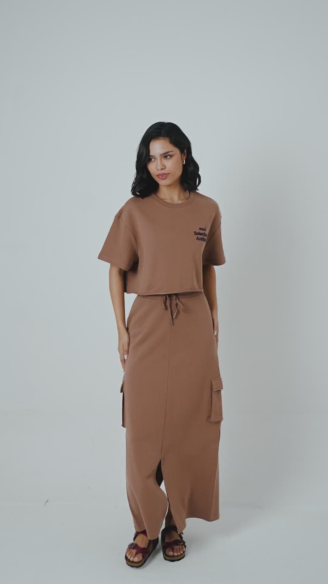 Mocha Terry Skirt Co-ord Set