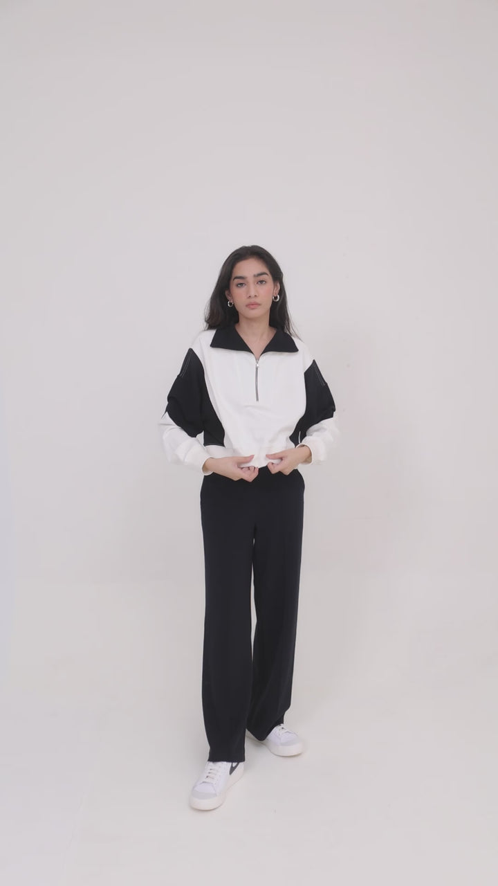 CloudFoma® Black Colourblock Crop Set