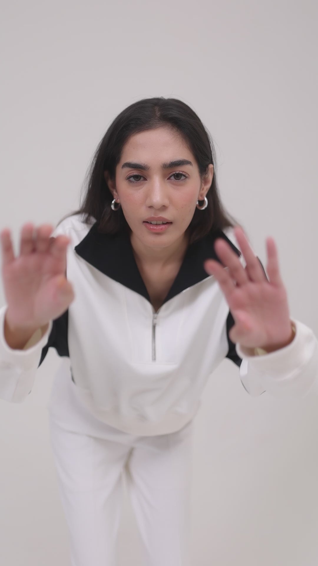 CloudFoma® OffWhite Colourblock Crop Set