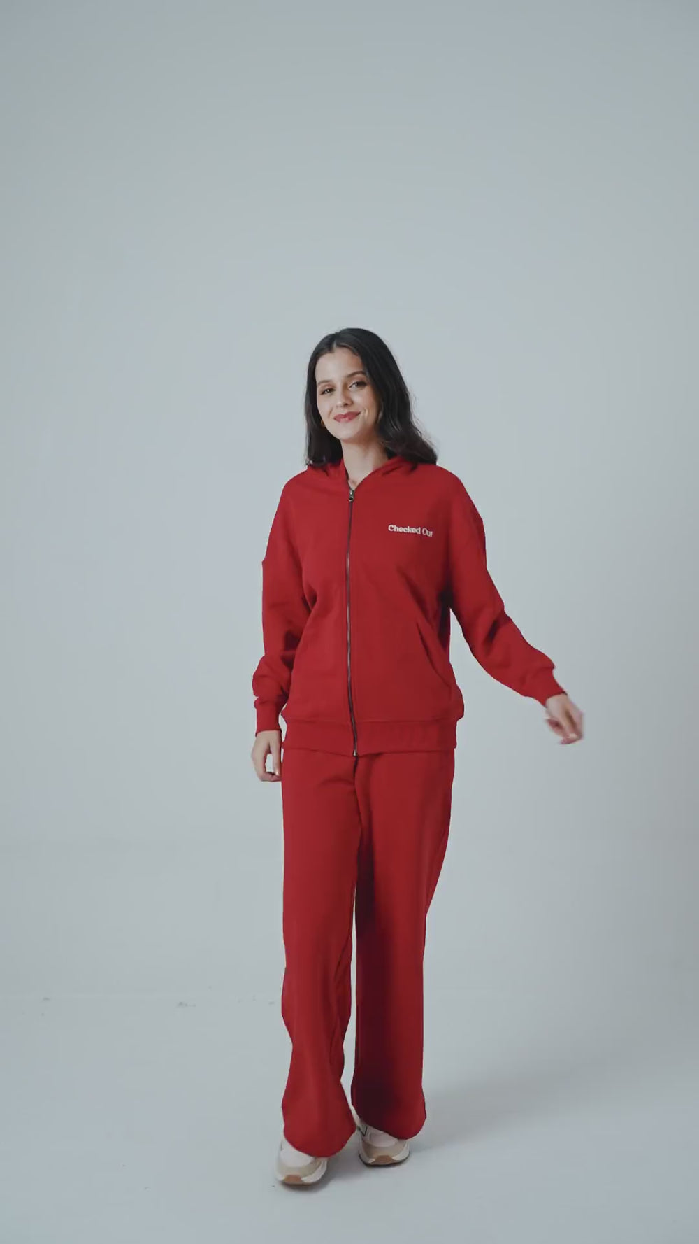 'Checked Out' Cotton Terry Zip-up Hoodie Set