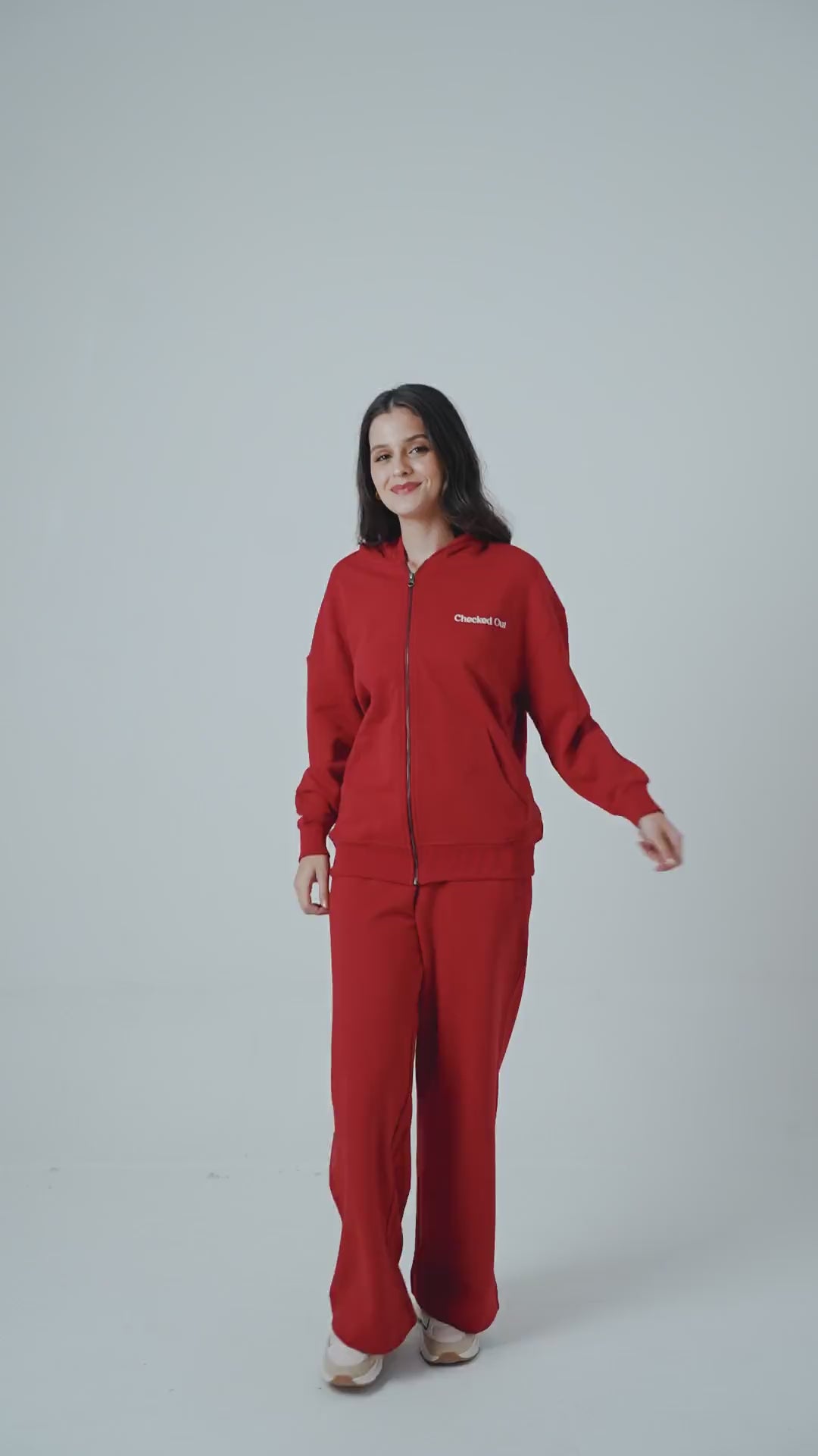 'Checked Out' Cotton Terry Zip-up Hoodie Set