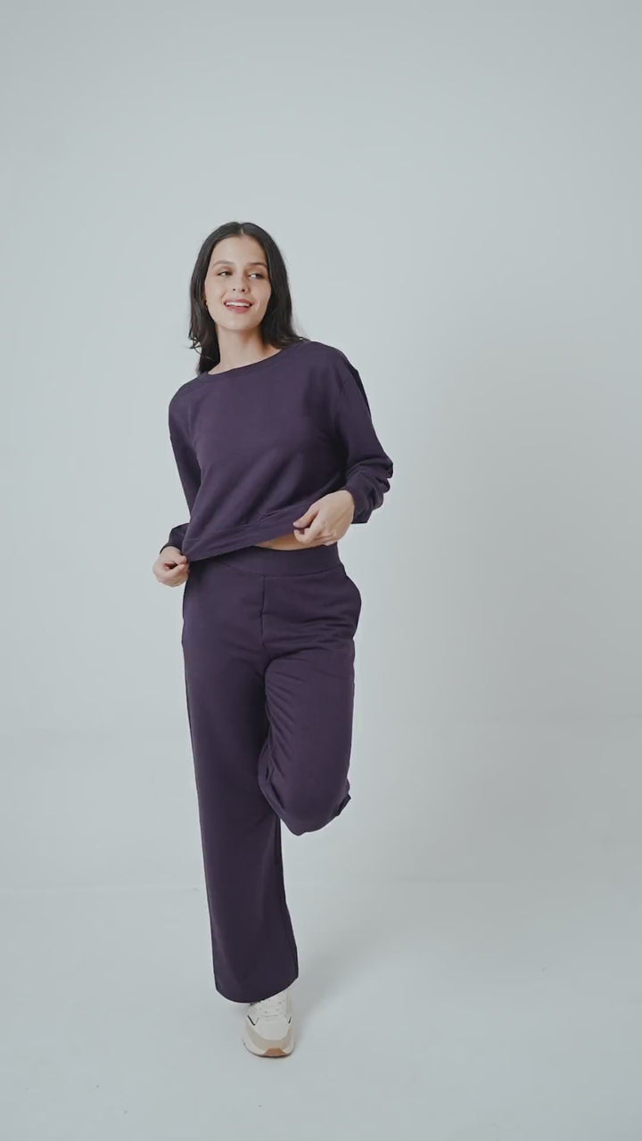 Bordeaux Terry Wide Leg Lounge Pants