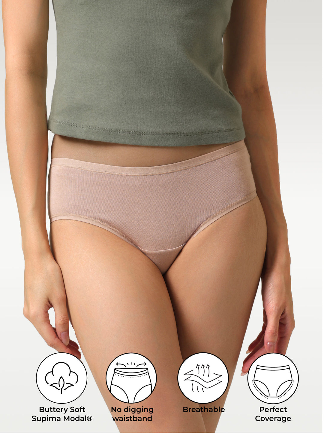 Set of 5 Brief - Soft Nude Supima Modal Nessies