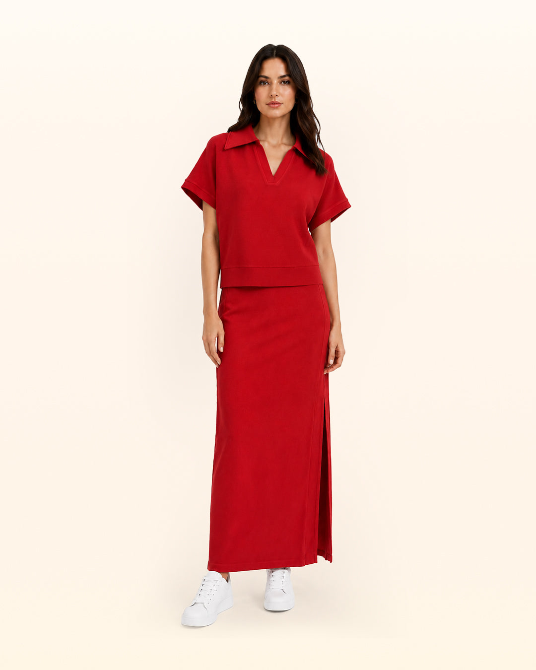 Crimson Terry Collared Polo