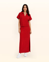 Crimson Terry Polo Set