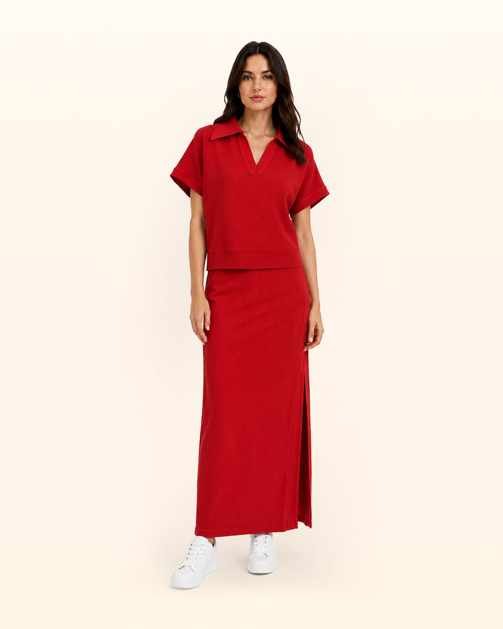 Crimson Terry Collared Polo