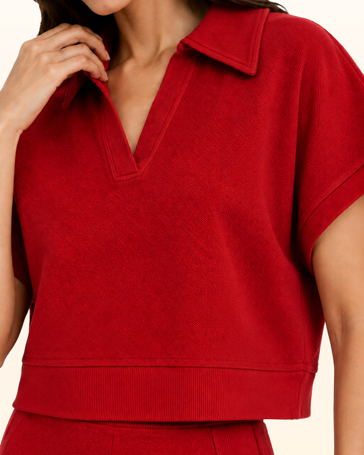 Crimson Terry Collared Polo