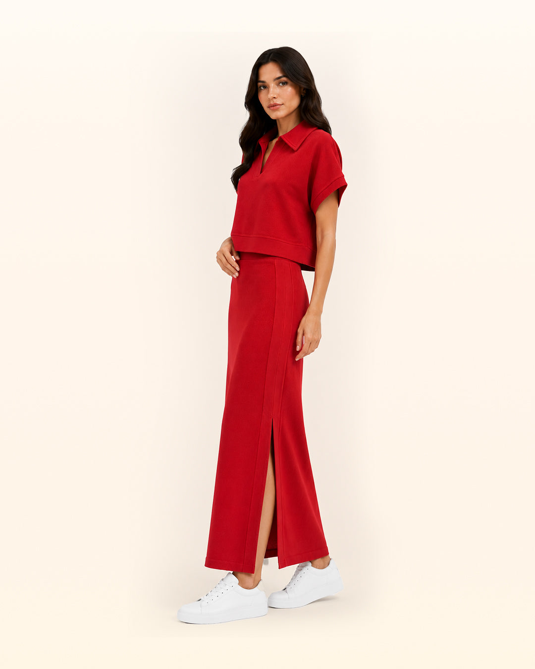Crimson Terry Collared Polo