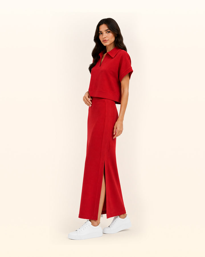 Crimson Terry Collared Polo