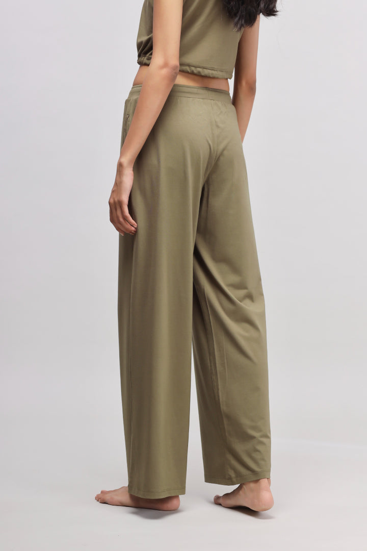 Olive Supima® drawstring co-ord set, stylish and comfortable women's outfit.