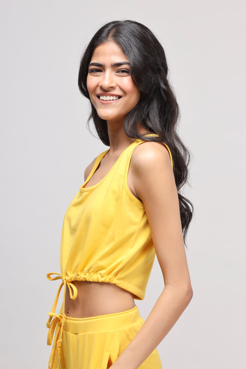 Sunny Lime Scoop-Neck Supima® Top in vibrant yellow style.