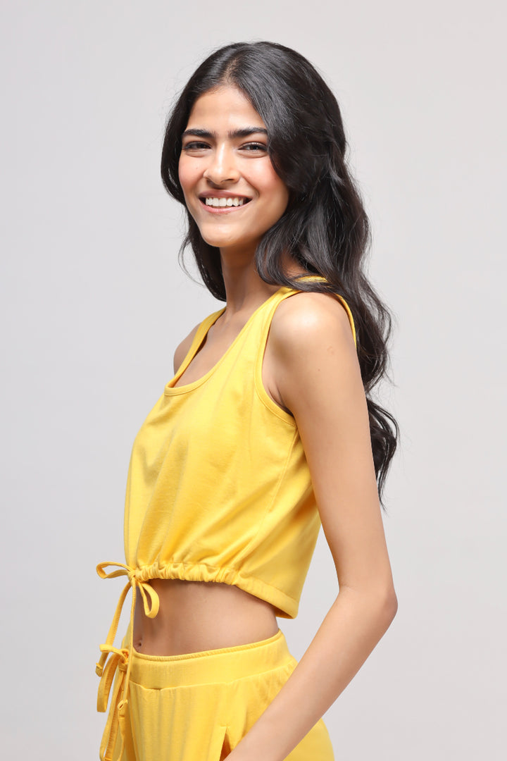 Sunny Lime Scoop-Neck Supima® Top in vibrant yellow style.