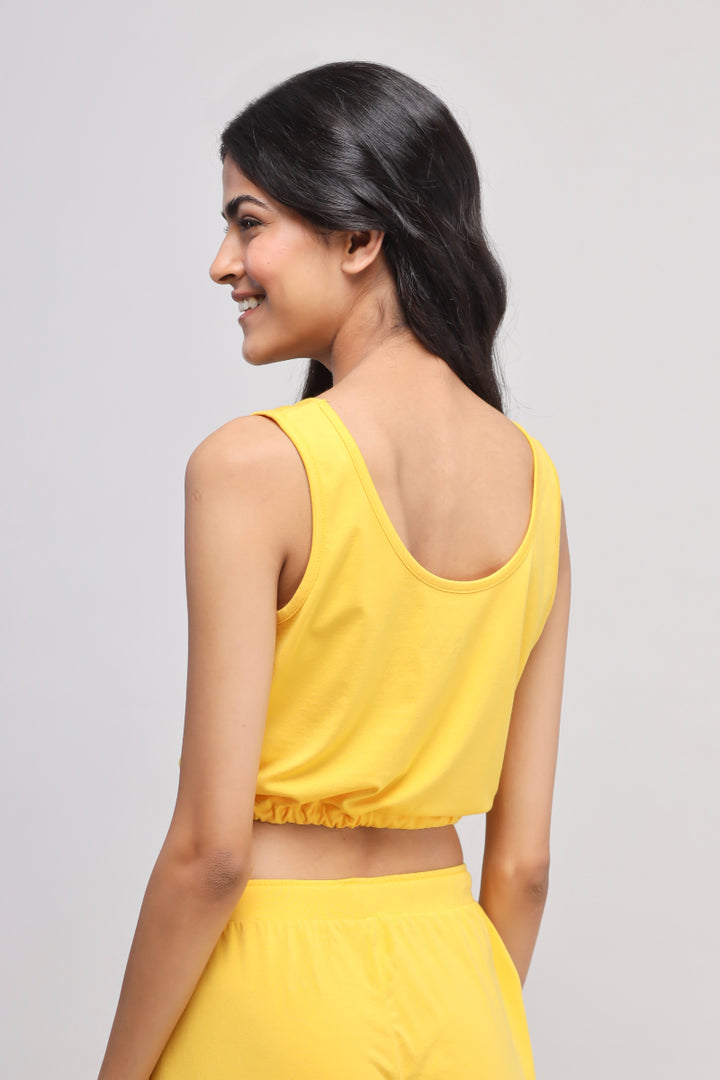 Sunny Lime Scoop-Neck Supima® Top in vibrant yellow color.