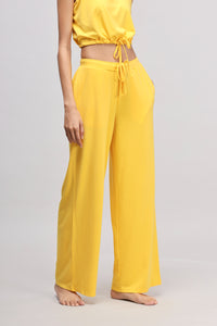 Sunny Lime Flared Supima® Pajamas in vibrant yellow, perfect for relaxation.