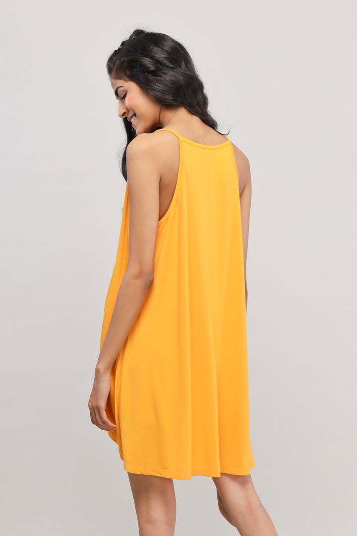 Butterfly Mango Tank Top in vibrant yellow, perfect for summer wear.