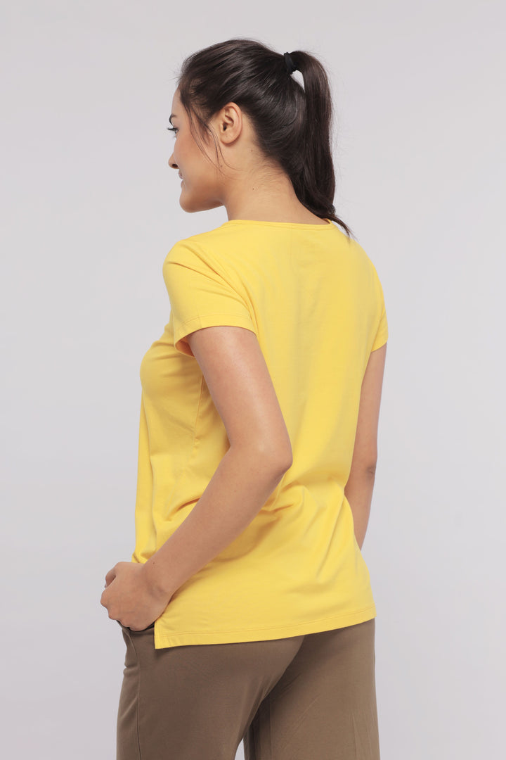 Sunny Lime Flared Supima® Lounge Set in vibrant yellow color.