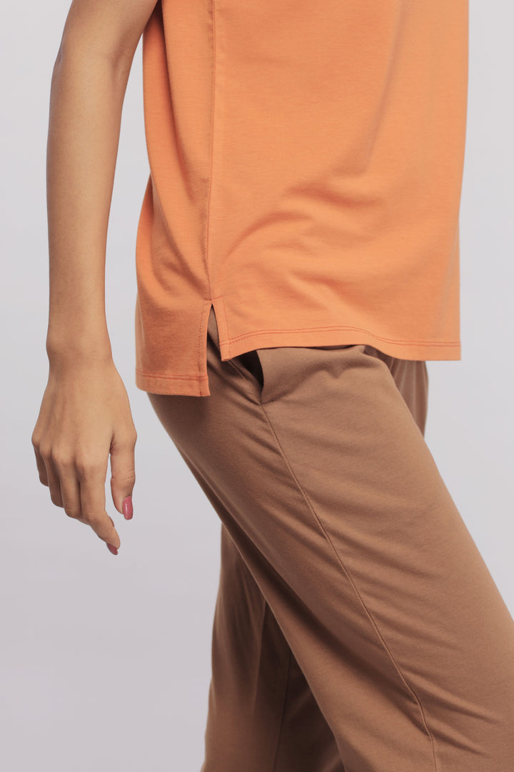 Home Brown Straight Supima® Lounge Pant with stylish side detail.