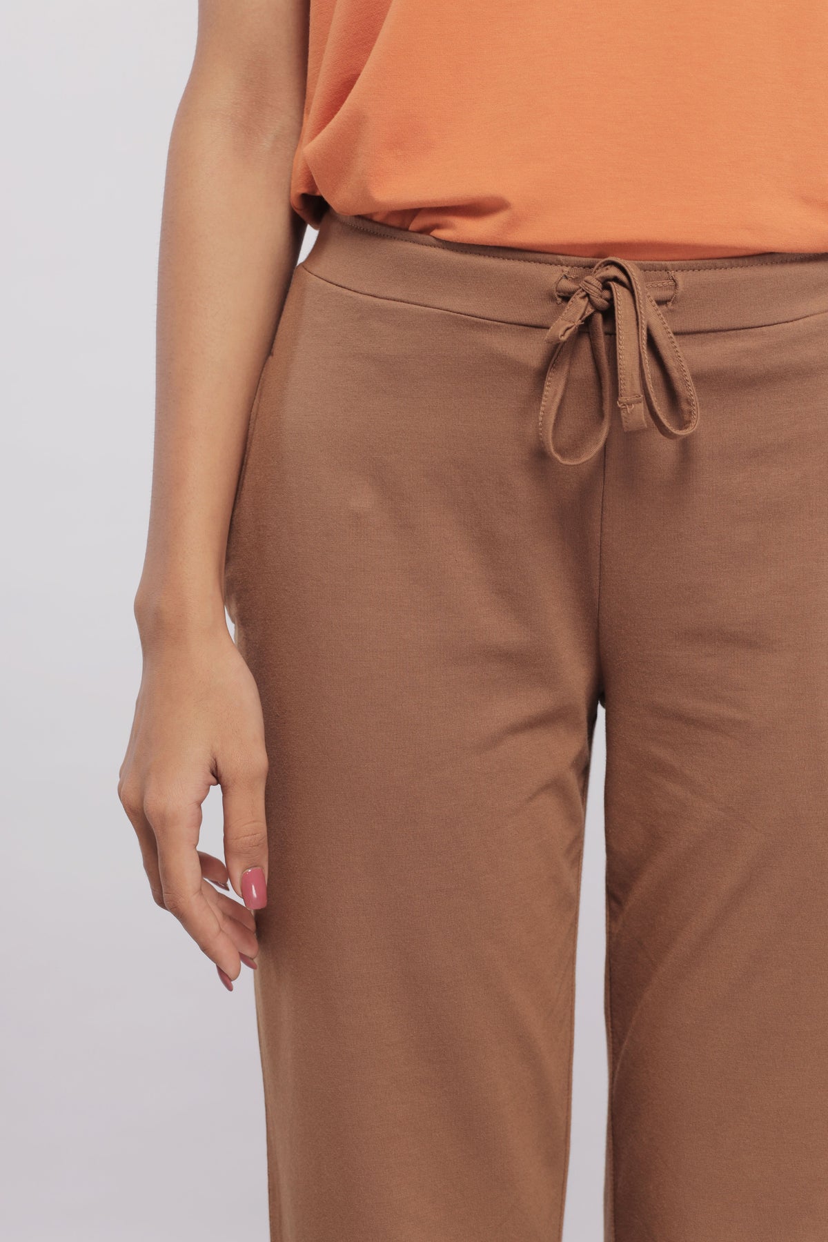Home Brown Straight Supima® Lounge Pant with adjustable drawstring waist.