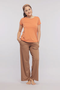 Brown flared lounge set with Supima® cotton for ultimate comfort.