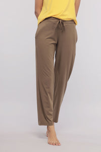 Military olive Supima® lounge pant model in stylish pose.