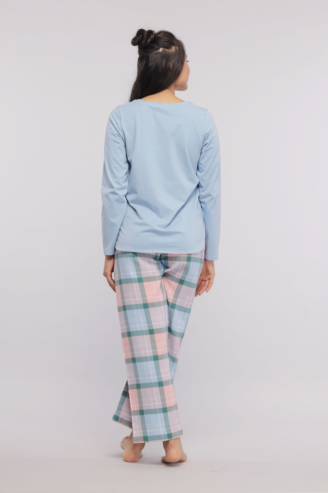 Long Sleeve Blue Sleep Cotton Top