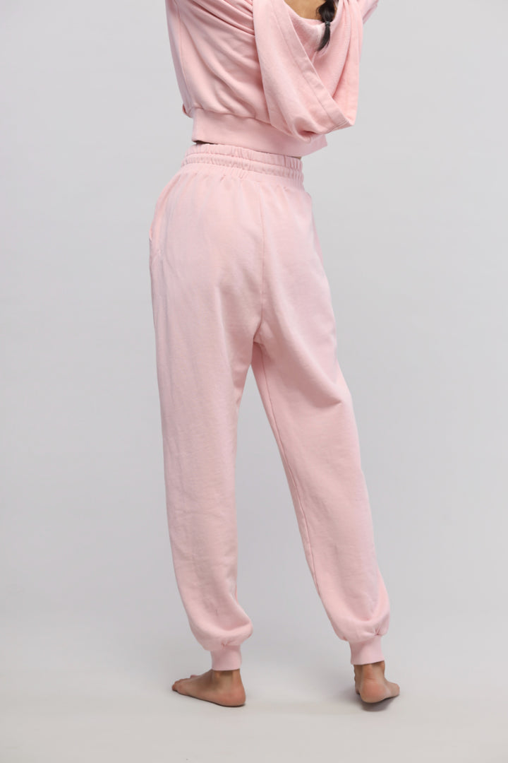 Pink Terry Travel Joggers for ultimate comfort and style.