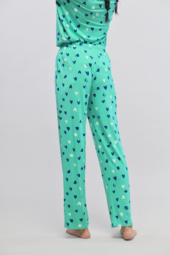 Heartsy Pajama Set featuring playful heart patterns on soft fabric.