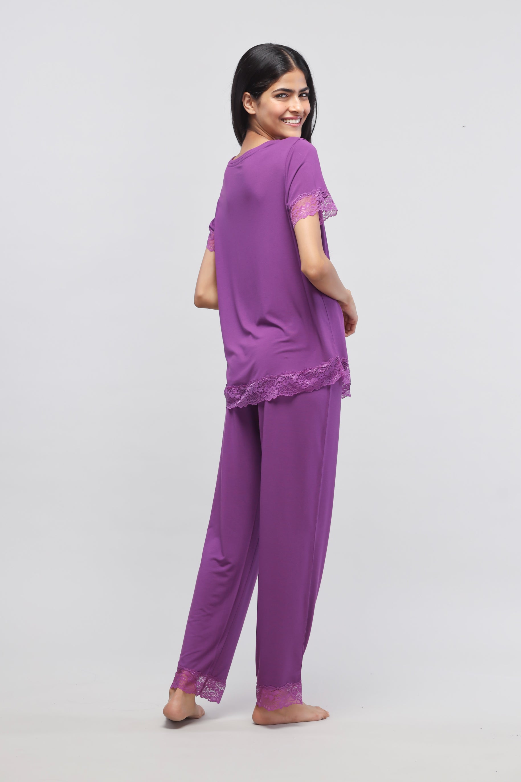 Dreamy Purple Lace Pajama Set NeceSera