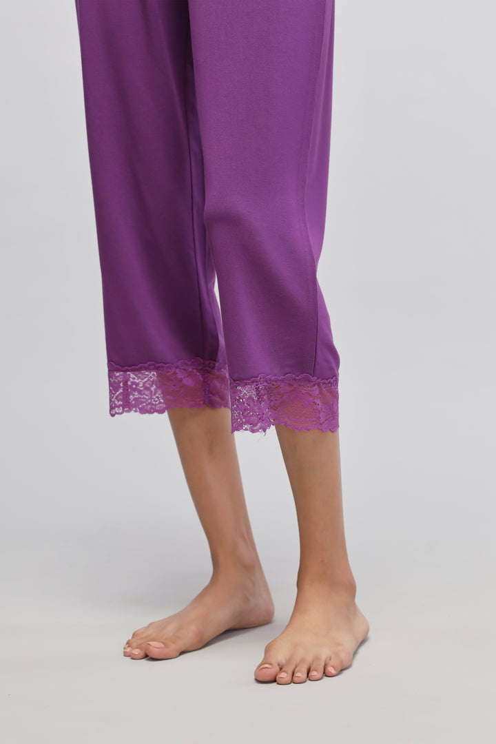 Dreamy Purple Lace Capri Set
