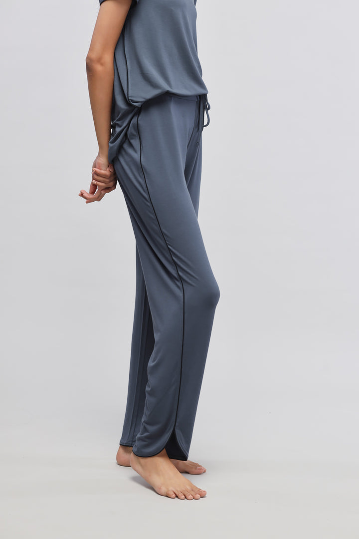 Deep Blue Piping Pajama Set with stylish design and comfortable fit.