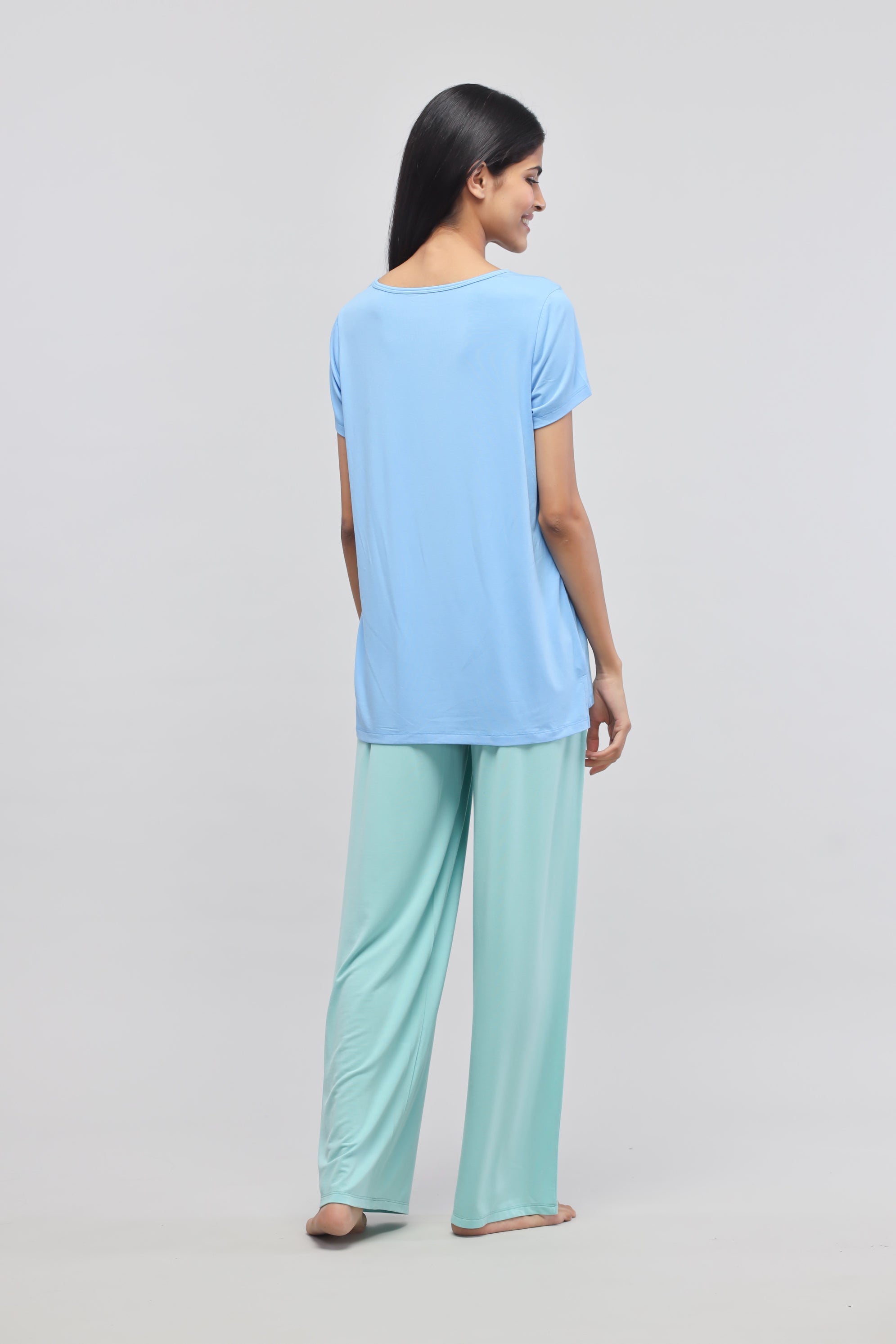 Aqua Flared Pajama Set NeceSera