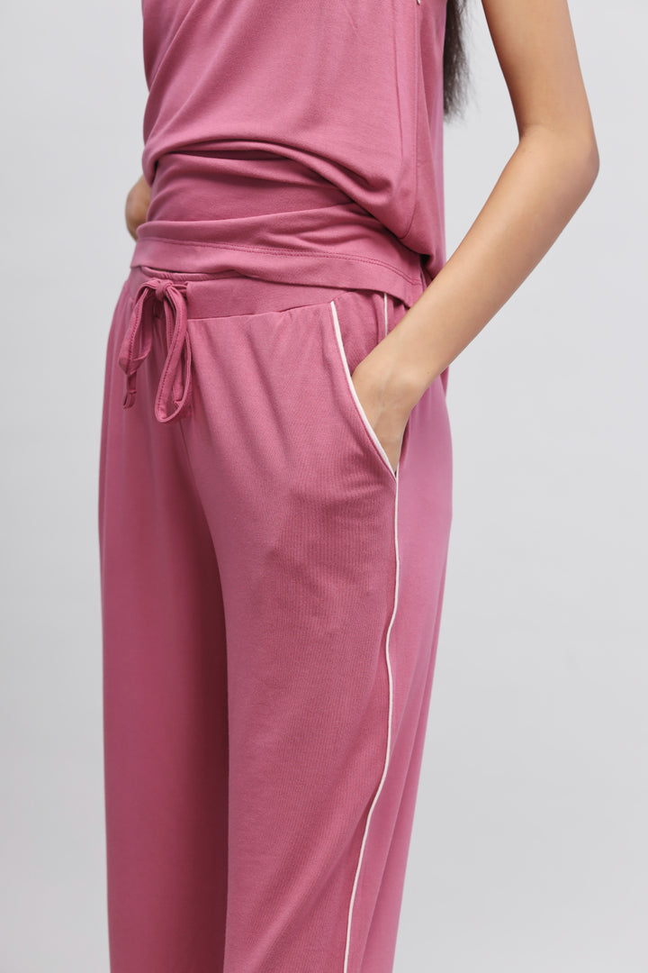 Rosy Pink Piping Pajamas