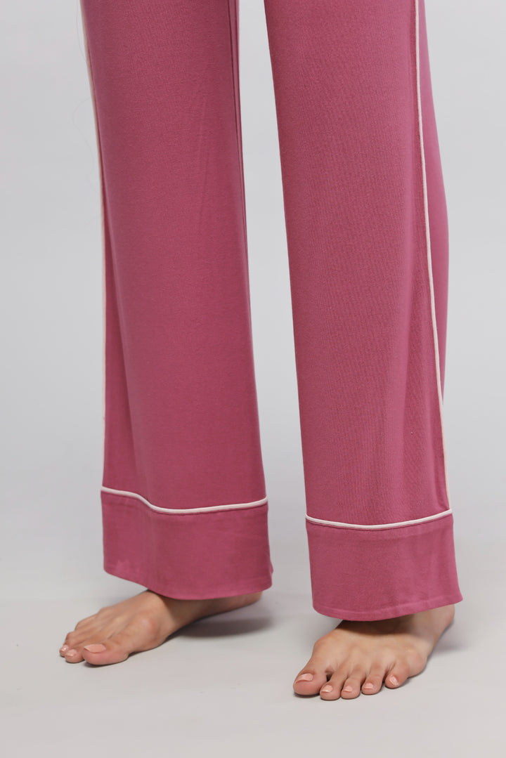 Rosy Pink Piping Pajamas