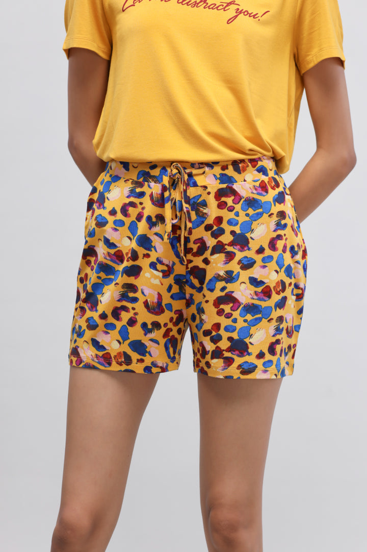 Safari Modal Shorts Set in vibrant leopard print design.