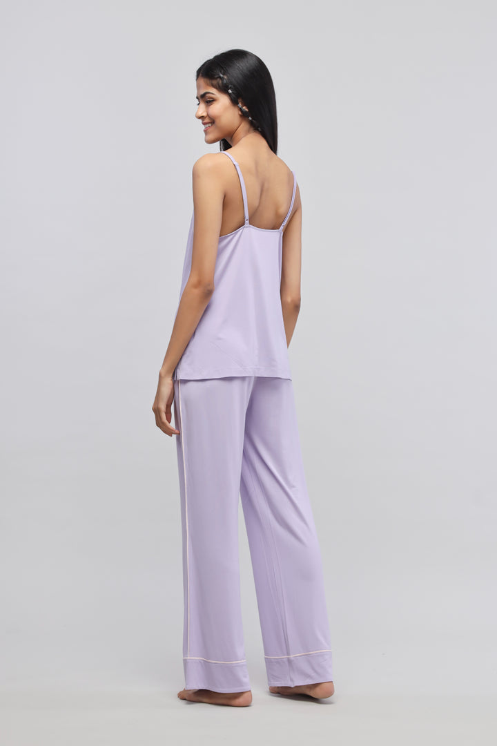 Lavender tank top set for women, stylish and comfortable loungewear.