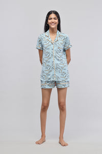 Rope print half sleeve shorts set for casual, comfortable wear.