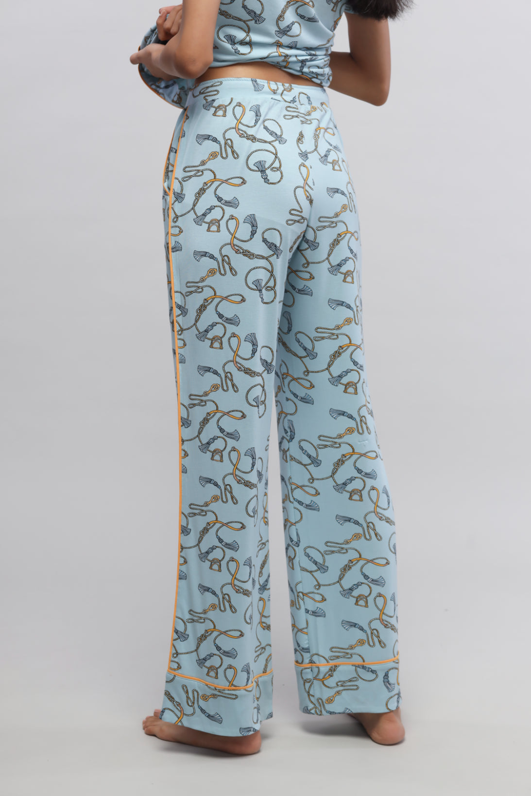 Rope printed pajamas featuring a soft, stylish design and comfortable fit.
