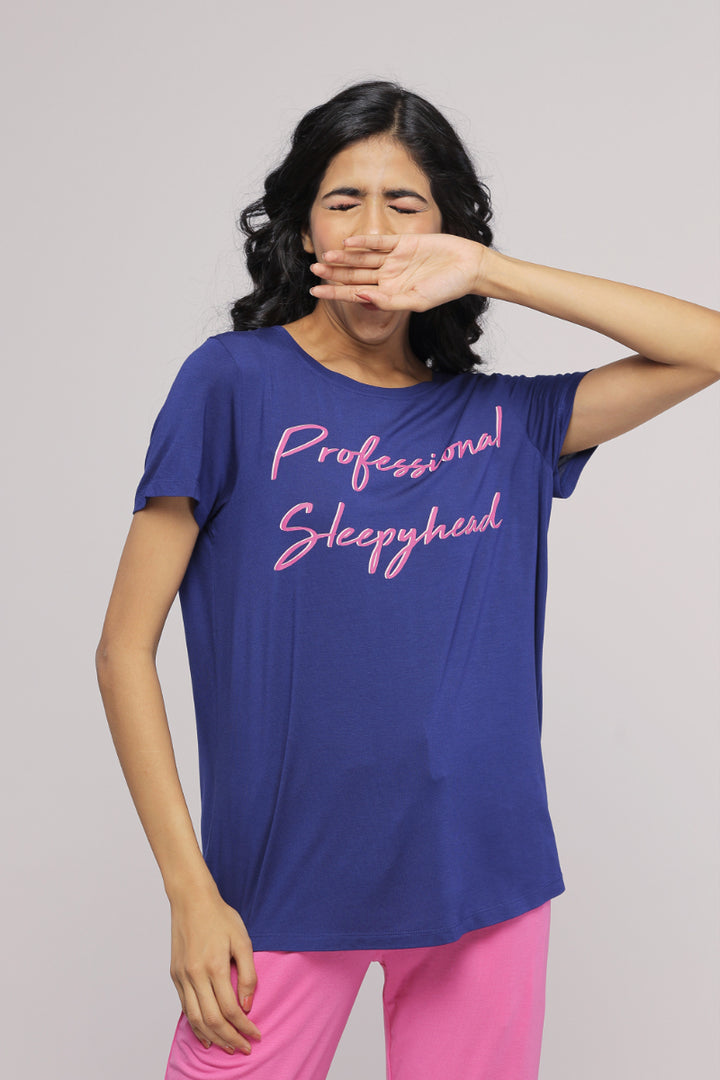 Professional Sleepyhead Flared Pajama Set model showcasing stylish comfort and fun design.