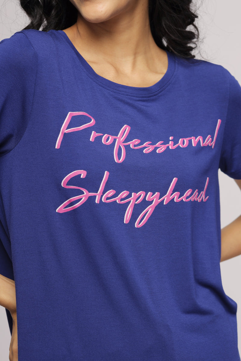 Professional Sleepyhead Flared Pajama Set in vibrant blue color.