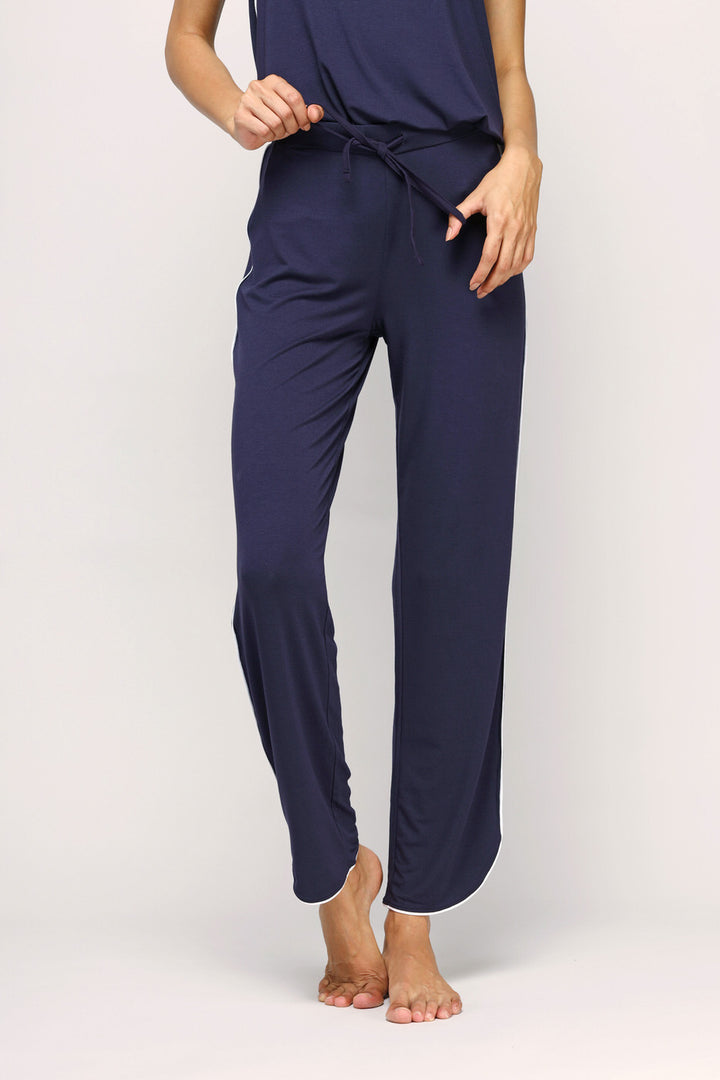 Love Sleep Piping Pajamas Set, navy blue, stylish and comfortable loungewear.